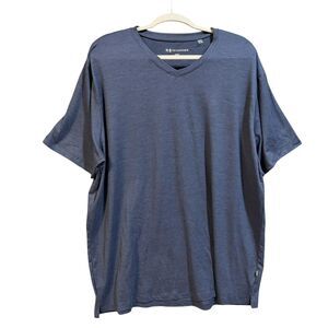 7 Diamonds Shirt Mens 2XL Blue Solid V Neck Short Sleeve Stretch Tee Tagless